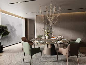 Minotti Miloti modern dining table and chair combination 3d model
