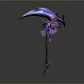 Fantasy Scythe Weapon With Blue Purple Glowing Effects And Ornate Handle Design