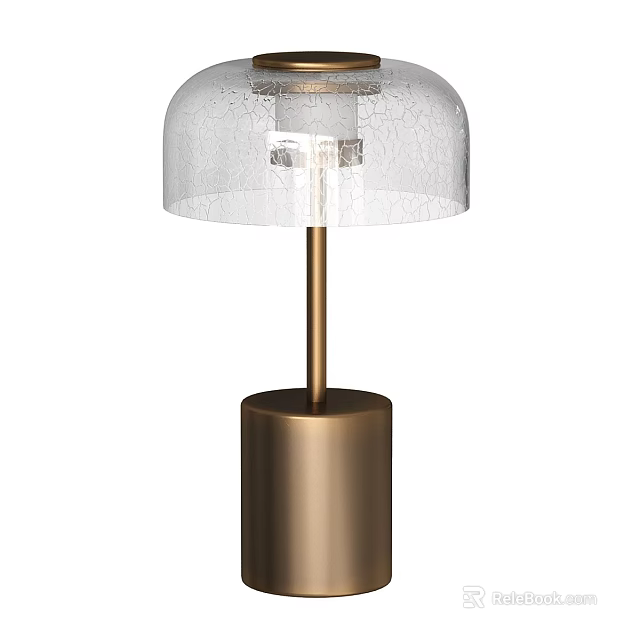 Modern Table Lamp With Cracked Glass Shade And Brass Metal Base Design 3d model 