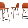 Bar Chair Bar Stool High Stool Armless Bar Stool Solid Wood Bar Stool Bar Stool 3d model