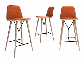 Bar Chair Bar Stool High Stool Armless Bar Stool Solid Wood Bar Stool Bar Stool 3d model