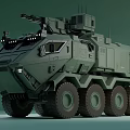 Green Painted Modern Military Armored Vehicle With Turret Multi Wheel And Headlights
