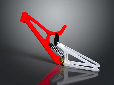 Red And White Mechanical Structure With Spring Component And Metal Parts Design 3d model
