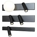 Modern Black Indoor Wall Lamp With Long Strip Base And Dual Cylindrical Heads