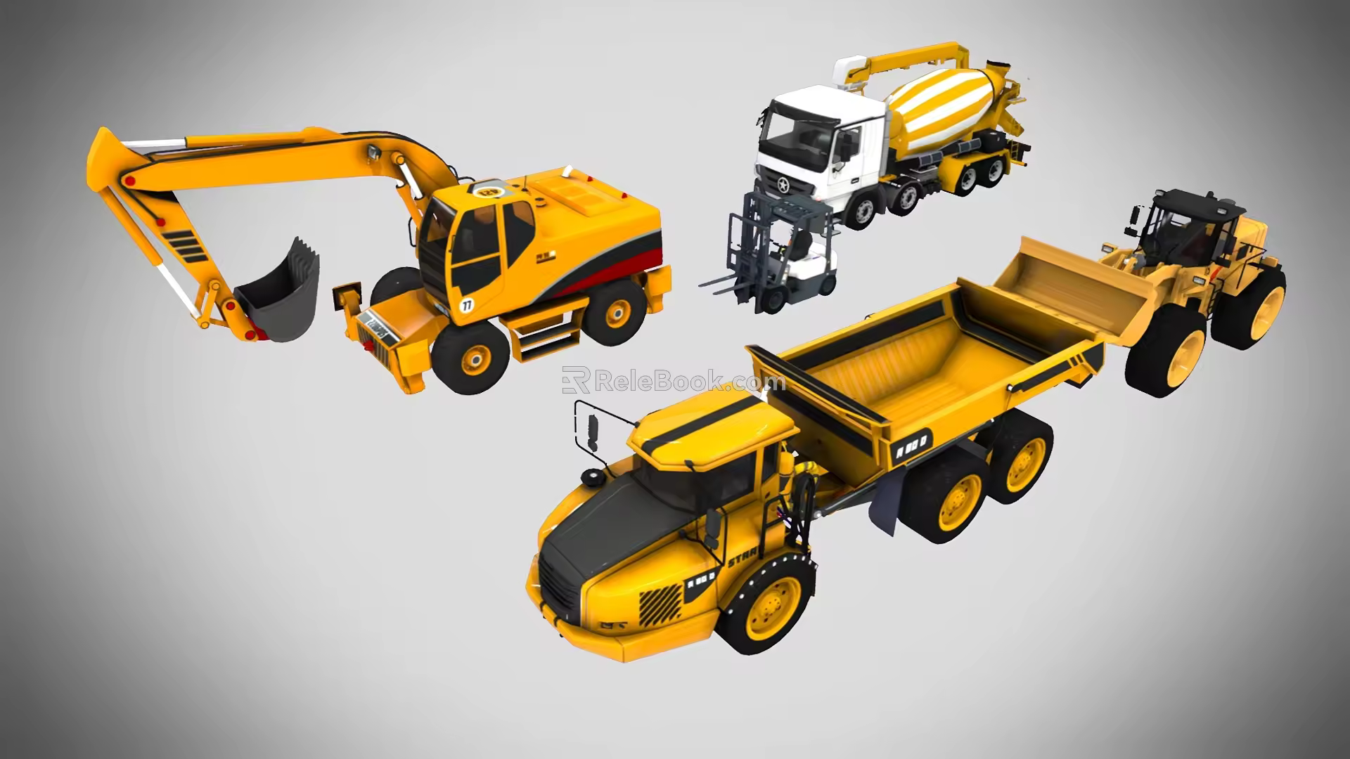 Engineering Vehicle Combination Construction Vehicle Mining Vehicle Mining Vehicle Heavy Machinery Vehicle Forklift Digging Vehicle Loading Vehicle Low Face Number Low Mold Simple Mold Video Level Realism 3d model