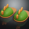 Stylish Green Slippers With Orange Sole And Three Orange Bumps Design