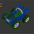Blue Electric Toy Car for Kids with Black Seats and Rear Spoiler