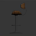 Modern Black Leather Bar Stool With Adjustable Metal Frame And Round Base 3d model