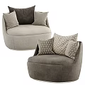 Modern Accent Lounge Chairs With Neutral Tones And Patterned Decorative Pillows 3d model