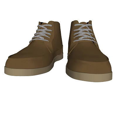 Brown High Top Casual Shoes With White Laces And Light Colored Sole Design 3d model