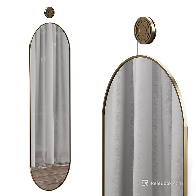 Modern Gold Framed Arched Wall Mirror For Stylish Home Interior Decoration 3d model 