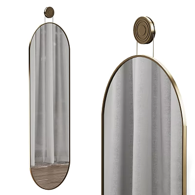 Modern Gold Framed Arched Wall Mirror For Stylish Home Interior Decoration 3d model