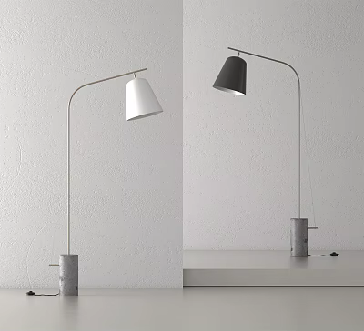 Modern Arc Floor Lamp With White And Black Shades And Concrete Base 3d model