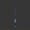 3D Rendered Sword With Purple Green Geometric Structure And Green Gemstone Base