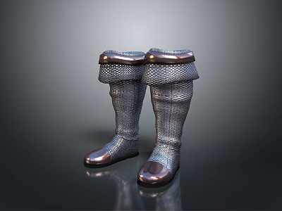 Daily Living Supplies Metal Mesh Boots With Decorative Cuffs And Metal Toe Caps 3d model Daily Living Supplies Metal Mesh Boots With Decorative Cuffs And Metal Toe Caps 3d model