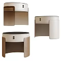 Elegant Modern Nightstand With Leather Panel And Curved Wooden Frame Design