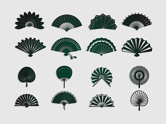 Fan Japanese Folding Fan Pu Fan Palace Court Fan Bamboo Fan Paper Fan Dance Fan Silk Cloth Small Group Fan Element Fan Silhouette Element 3d model