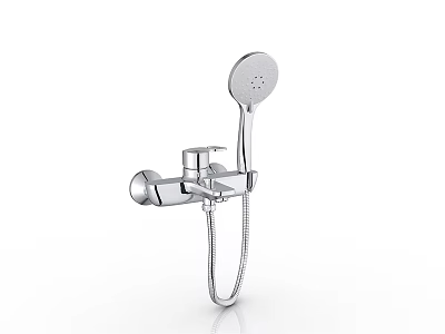 Modern Chrome Shower Faucet with Fixed and Handheld Showerheads and Control Handle 3d model