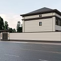 Modern Detached Villa Exterior With Dark Roof Light Walls Front Door And Green Trees