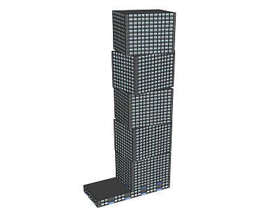 Modern L Shaped Tall Office Building With Glass Windows Exterior Design 3d model