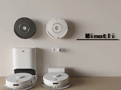 Minotli Smart Robotic Vacuums With Different Colors And Charging Docks For Home Cleaning 3d model