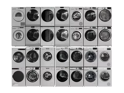Various Modern Front Load Washing Machines With Different Designs For Home Use 3d model