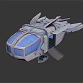 Futuristic Blue And White Spacecraft With Transparent Windows And Sleek Aerodynamic Wings