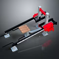 Mechanical Support Structure With Metal Frame Red Components And Wooden Platform