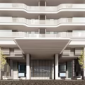 Modern High Rise Residential Buildings With Glass Curtain Walls And Landscaped Ground