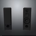 Pair of Floor Standing Speakers With Multiple Drivers Sleek Gray Finish Modern Audio Equipment