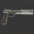 Modern Metallic Pistol Weapon With Futuristic Design And Shiny Structure Details