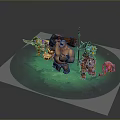Fantasy Characters And Creatures Standing On Green Grass With Weapons And Armor