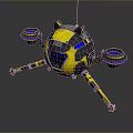 Yellow And Black Robot With Cat Ear Design Blue Glowing Rings And Four Legs