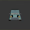 Light Blue Vintage Compact Car With Black Stripes And Dark Roof