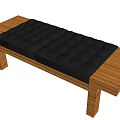 Modern Wooden Frame Sofa Bench With Tufted Padded Seat And Simple Design