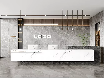 Modern Reception Desk Front Desk 3d model