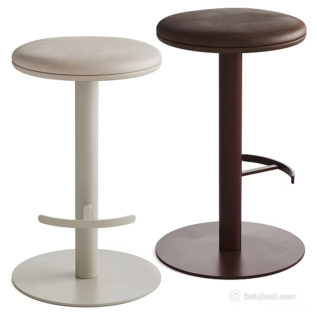 Modern Minimalist Round Padded Bar Stools With Sturdy Footrest For Home Bar And Kitchen Use 3d model 