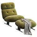 Modern Tufted Upholstered Leisure Lounge Chair In Multiple Colors With Sturdy Metal Base And Footstool