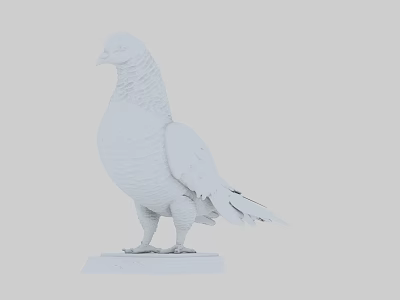 White Pigeon Sculpture Standing On White Base With Intricate Feather Details 3d model