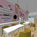 Elegant Beauty Salon Interior With Pink Walls Green Plants Wooden Decor And Flower Bouquets