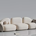Modern Beige Modular Sofa Set With Decorative Pillows And Soft Throw Blanket Design