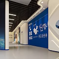 Innovative Exhibition Space With Large LED Screen And Golden Circular Lighting Design
