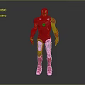 Iron Man Red And Gold Figure Standing With Blue Chest Energy Core On Gray Background