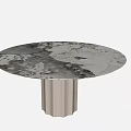 Modern Round Marble Dining Table With Pedestal Column Base Design 3d model