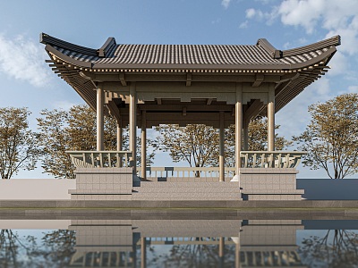 New Chinese style landscape pavilion courtyard pavilion gazebo pavilion 3d model