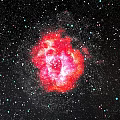Vibrant Red Swirling Celestial Nebula With Scattered Stars In Space
