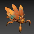 3D Rendered Orange Blue Spotted Insect Like Creature With Wings And Legs