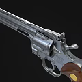 Classic Revolver Firearm With Silver Barrel And Wooden Grip Design 3d model
