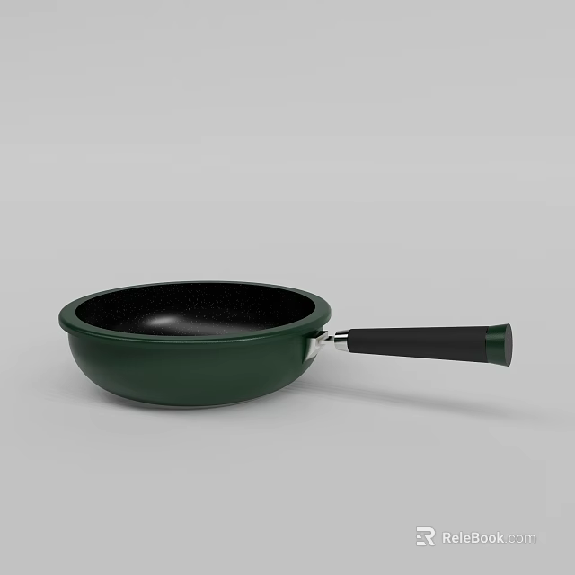 Green Non Stick Frying Pan With Black Handle For Kitchen Cooking Use 3d model 