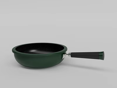 Green Non Stick Frying Pan With Black Handle For Kitchen Cooking Use 3d model